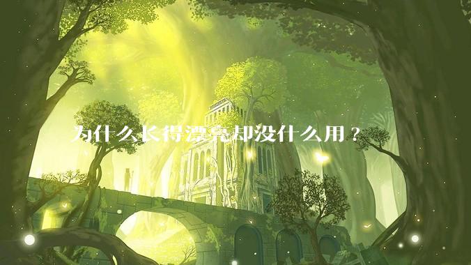 为什么长得漂亮却没什么用?
